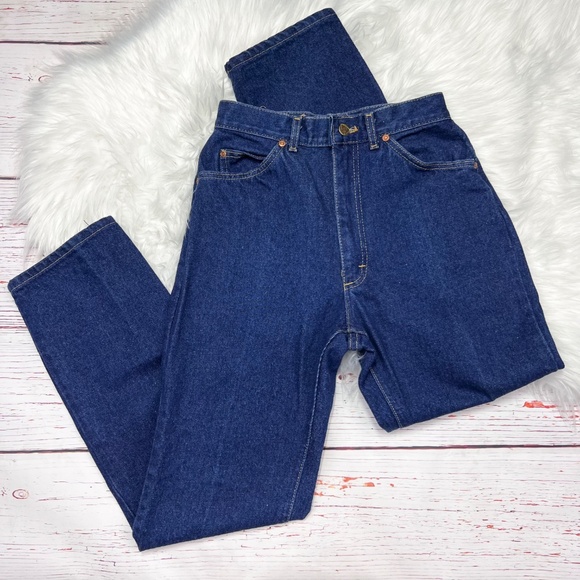 👖VINTAGE |•LEE•| Dark Wash Old School Mom Super High Rise Jeans Size 10 Petite - Picture 2 of 10